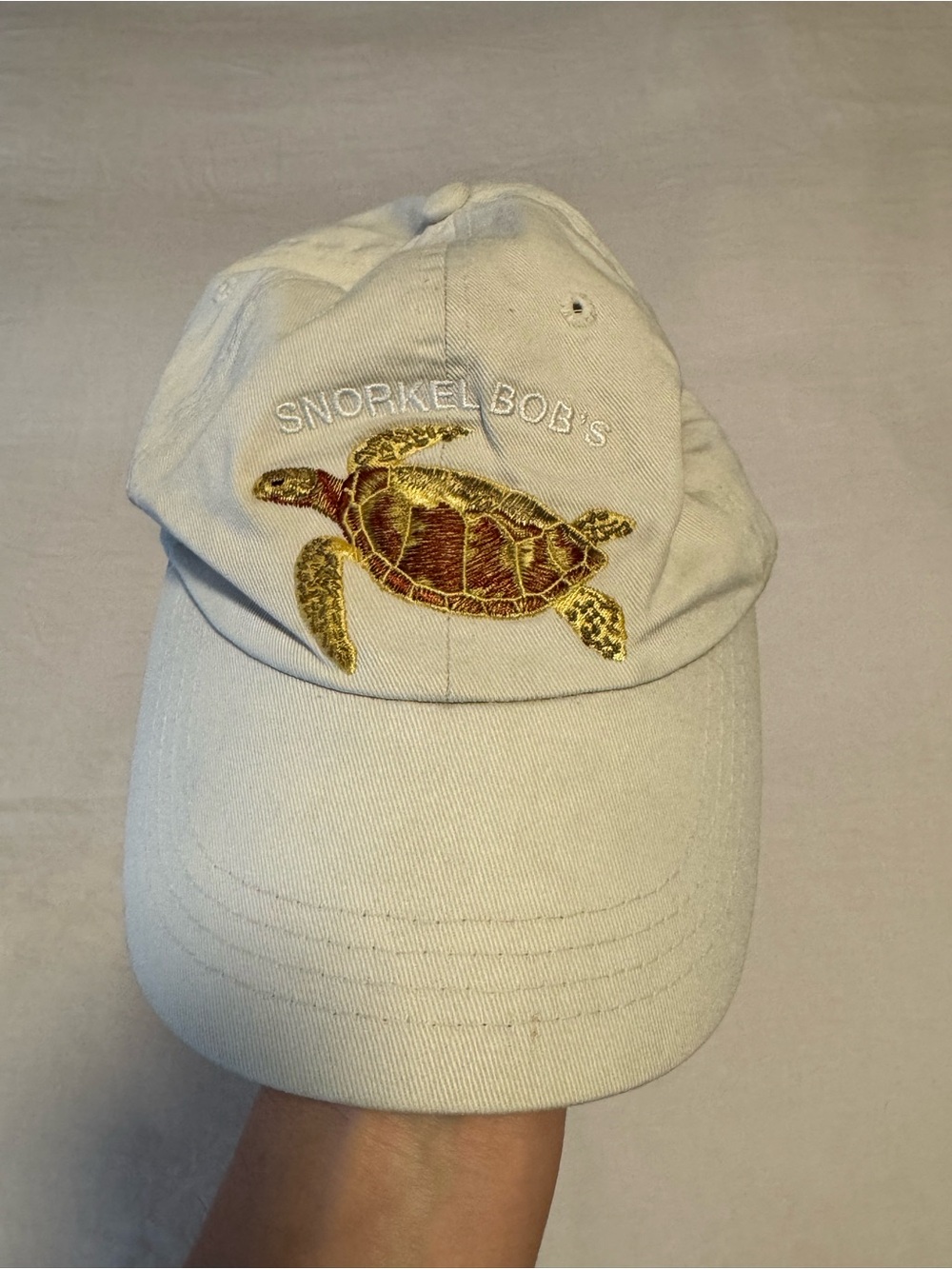 Beige Sea Turtle Embroidered Baseball Cap